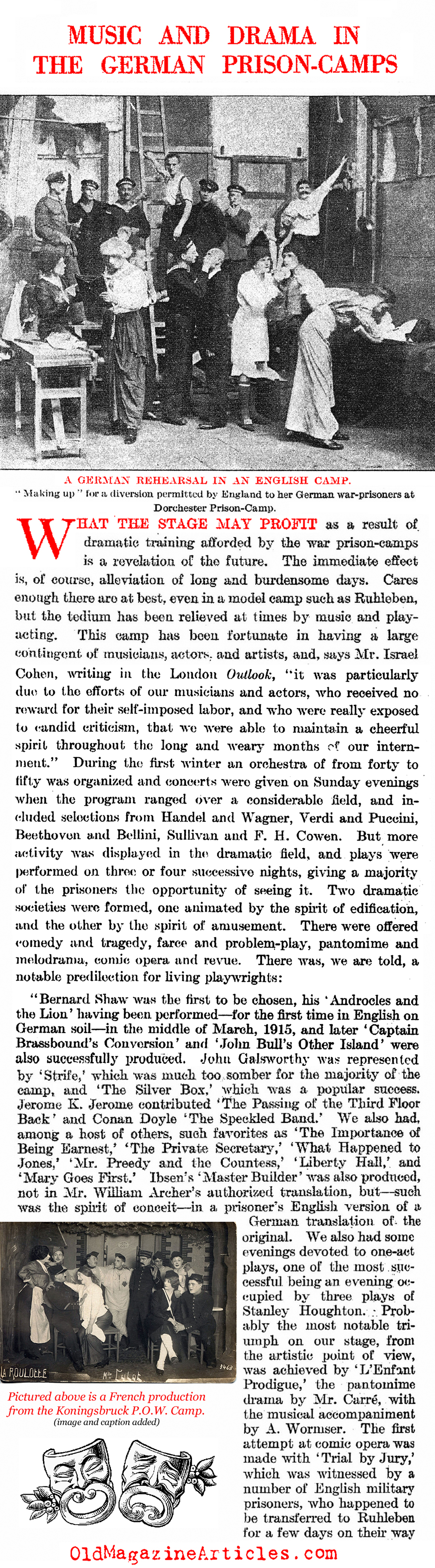 High Culture in World War One Prison Camps (Literary Digest, 1917)